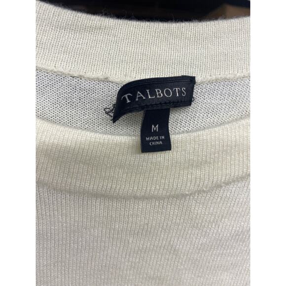 Talbots White Rainbow Striped Medium Sweater Cashmere Lightweight - Picture 3 of 6